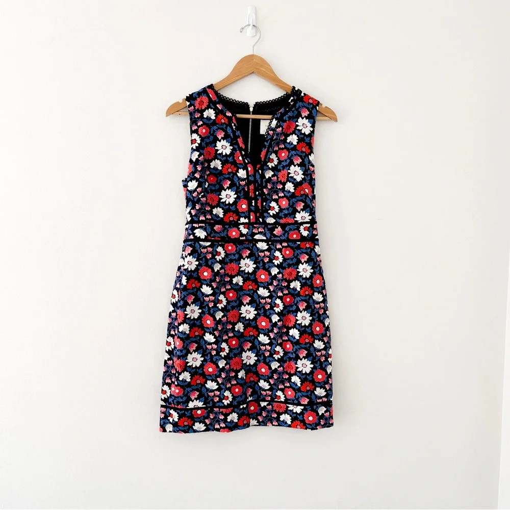 Kate Spade Navy Pink Daisy Jacquard Mini Sheath Dress Size 6